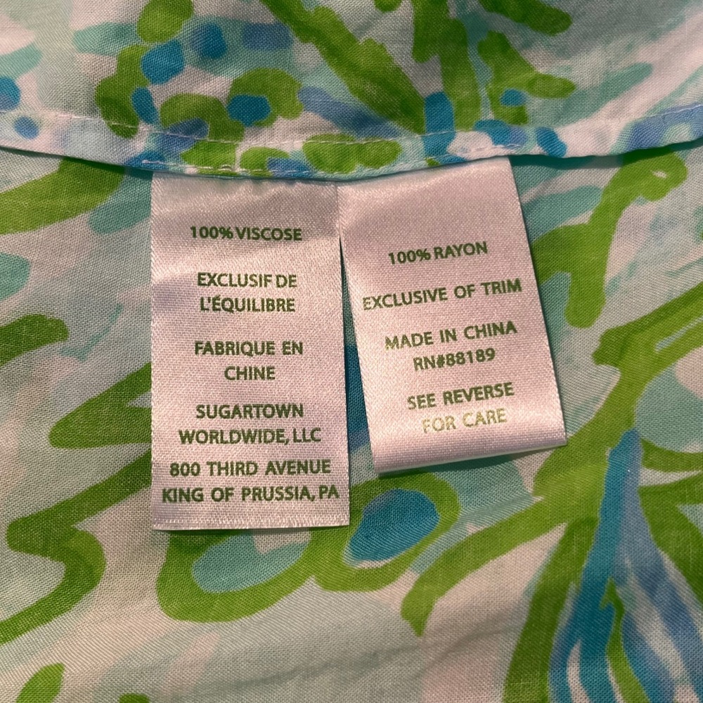 🌴 Lilly Pulitzer Cold-Shoulder Mini Dress in Aqua & Lime Print - Picture 8 of 8